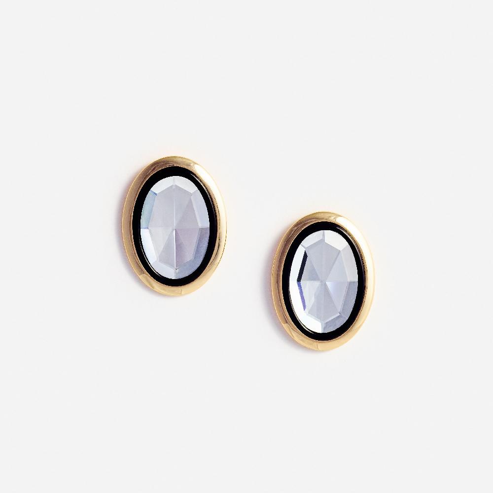 self portrait Crystal Oval Earrings JEWELLERY