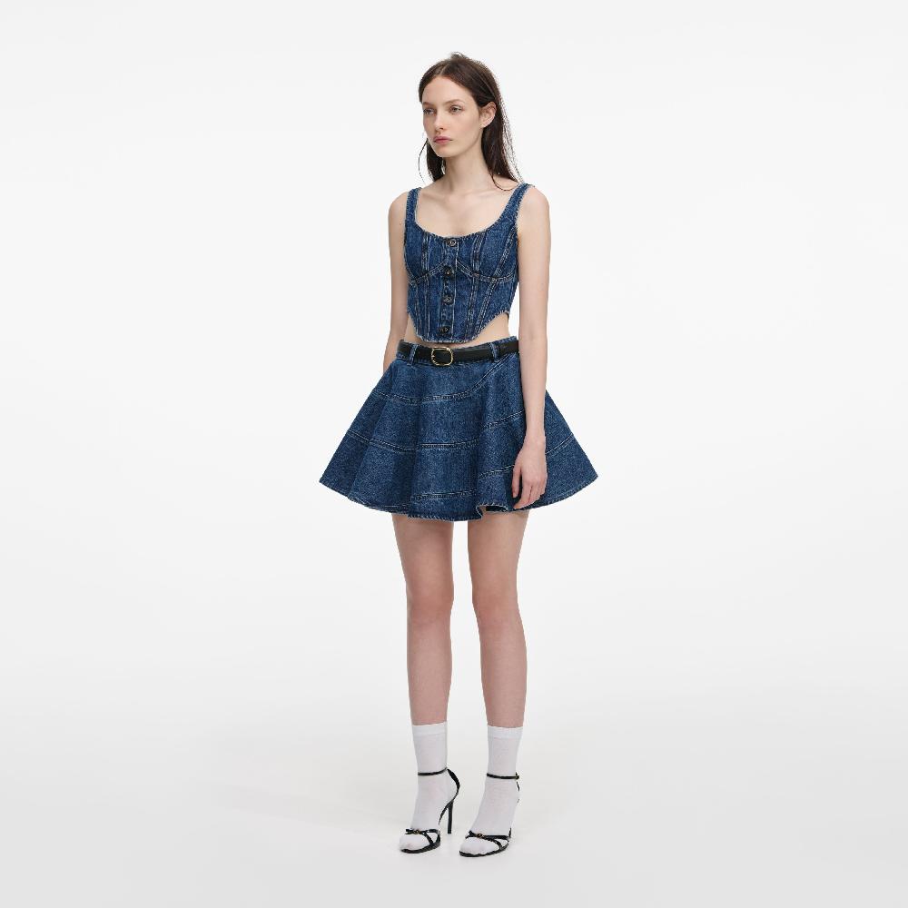 Self Portrait Denim Corset Top CLOTHING