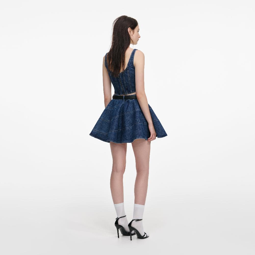 Self Portrait Denim Corset Top CLOTHING