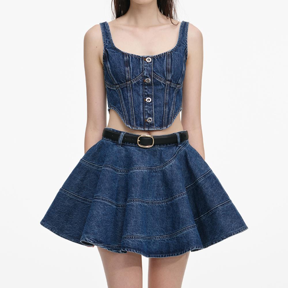 Self Portrait Denim Corset Top CLOTHING