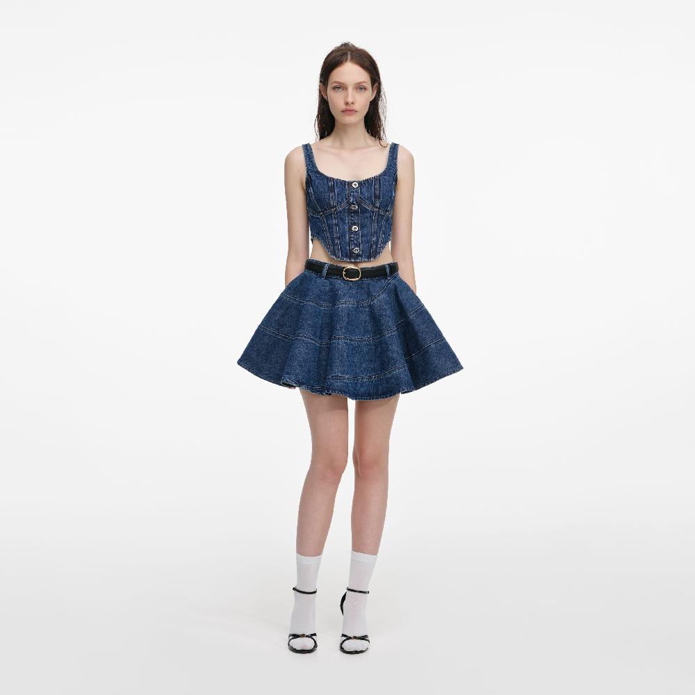 self portrait Denim Corset Top CLOTHING