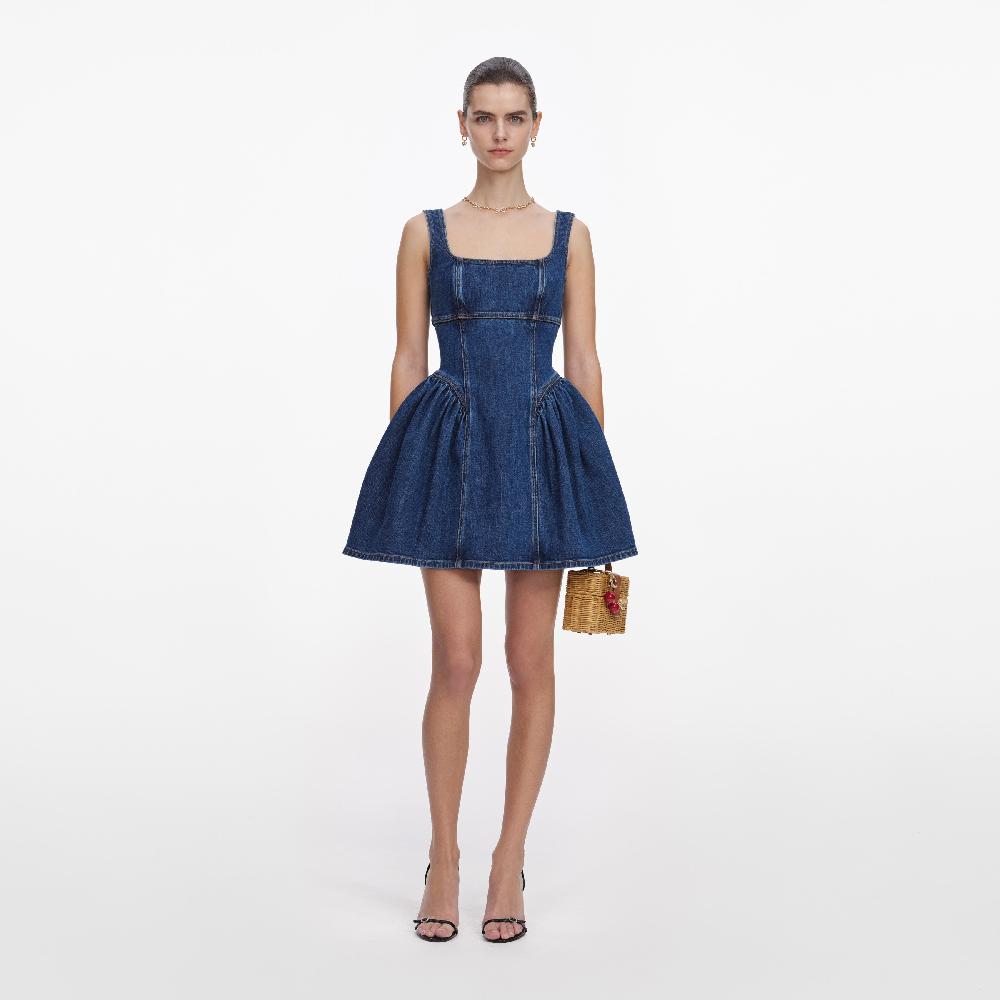 self portrait Denim Mini Dress CLOTHING