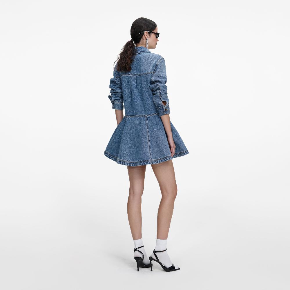 Self Portrait Denim Mini Shirt Dress CLOTHING