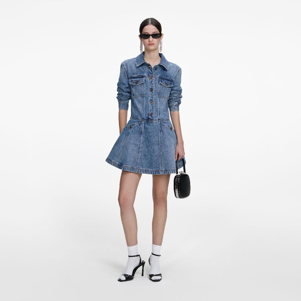 self portrait Denim Mini Shirt Dress CLOTHING
