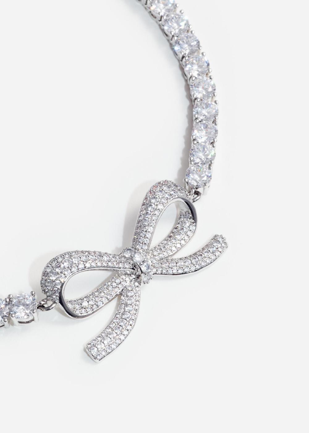 Self Portrait Diamante Bow Tennis Choker JEWELLERY