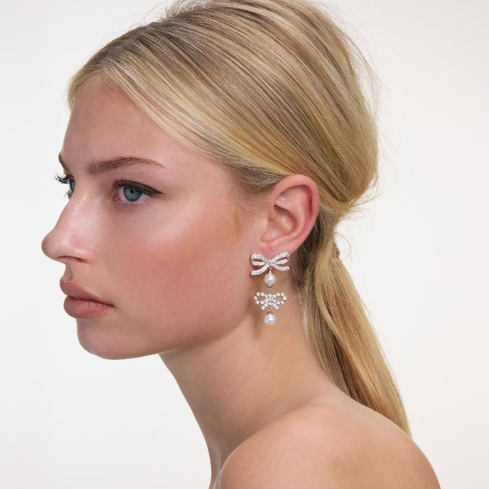Self Portrait Double Bow Pearl Earrings JEWELLERY
