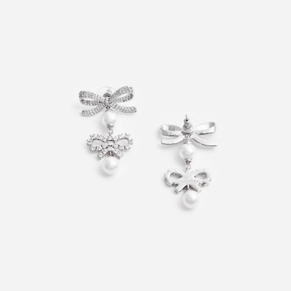 Self Portrait Double Bow Pearl Earrings JEWELLERY