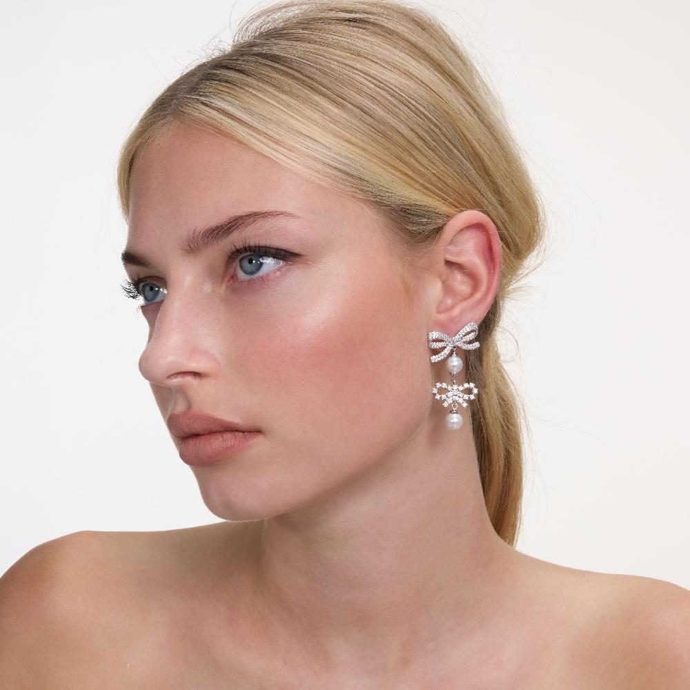 Self Portrait Double Bow Pearl Earrings JEWELLERY