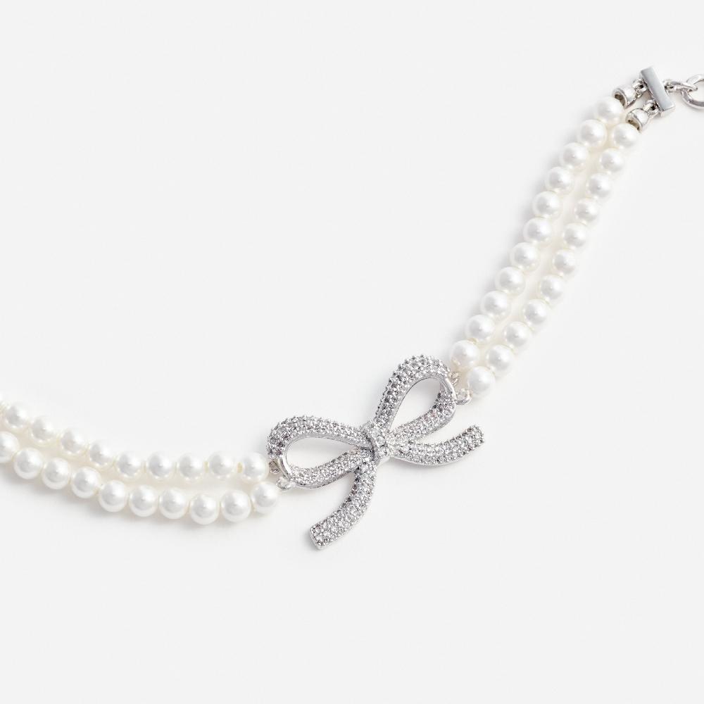 Self Portrait Double Pearl Bow Bracelet JEWELLERY