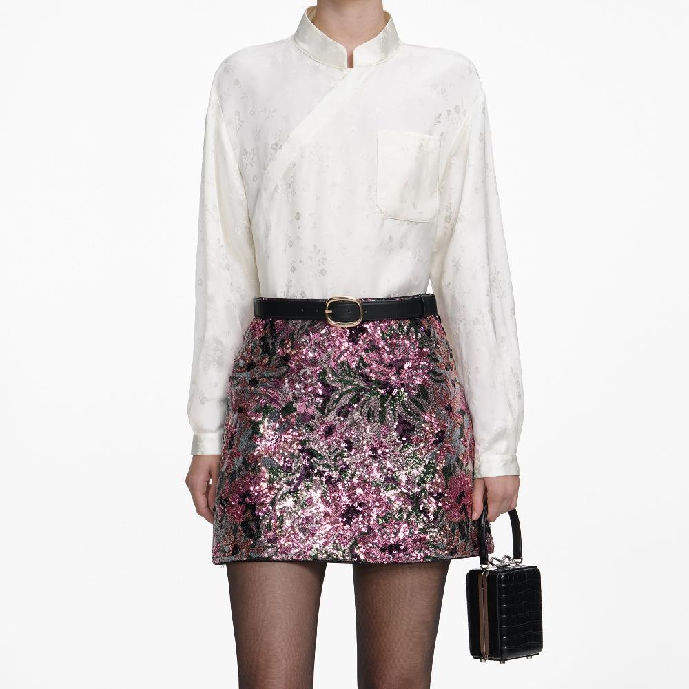 Self Portrait Floral Sequin Mini Skirt CLOTHING