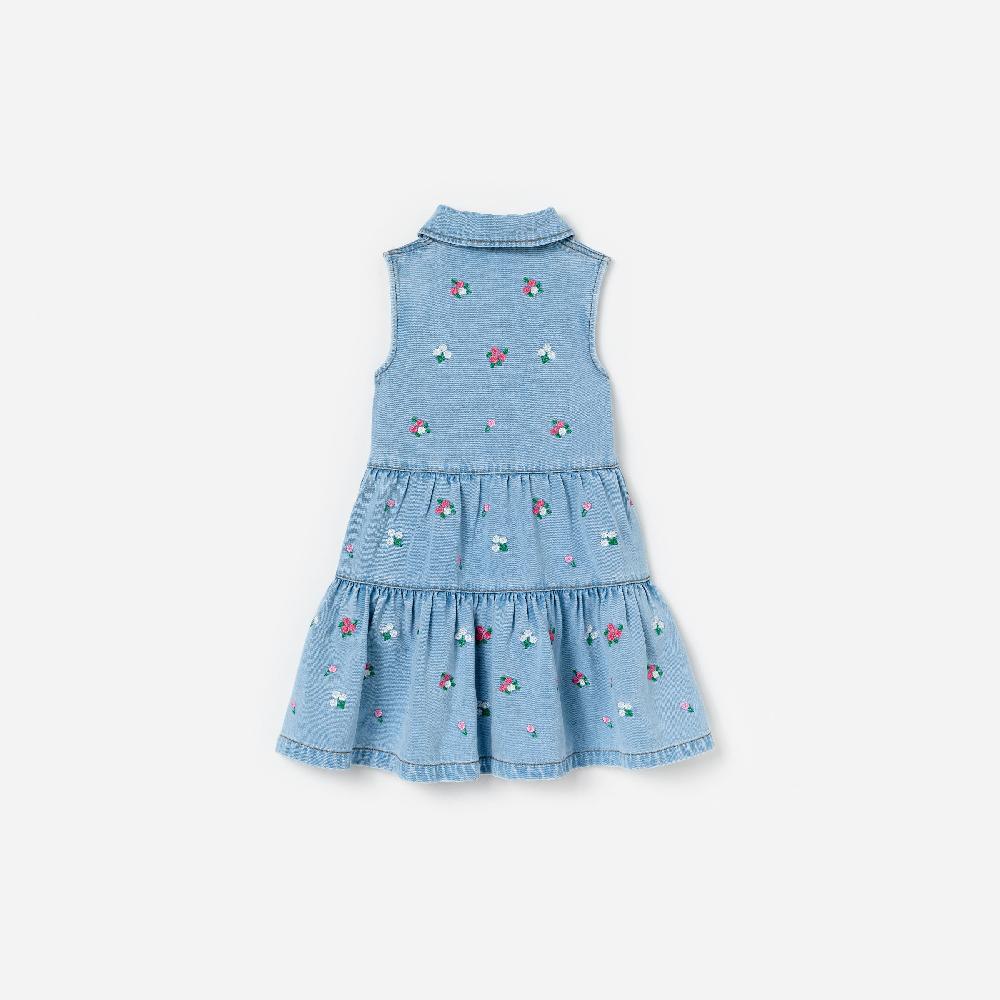 Self Portrait Flower Denim Embroidered Dress KIDS