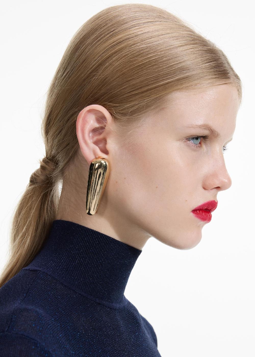 Self Portrait Gold Bar Earrings JEWELLERY