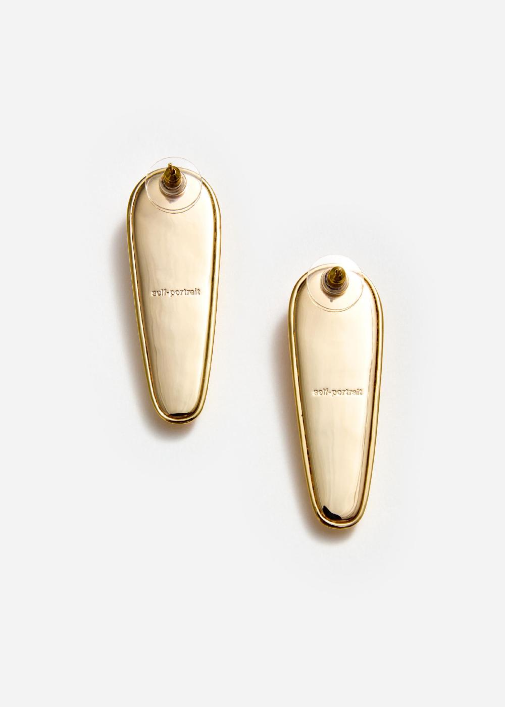 Self Portrait Gold Bar Earrings JEWELLERY