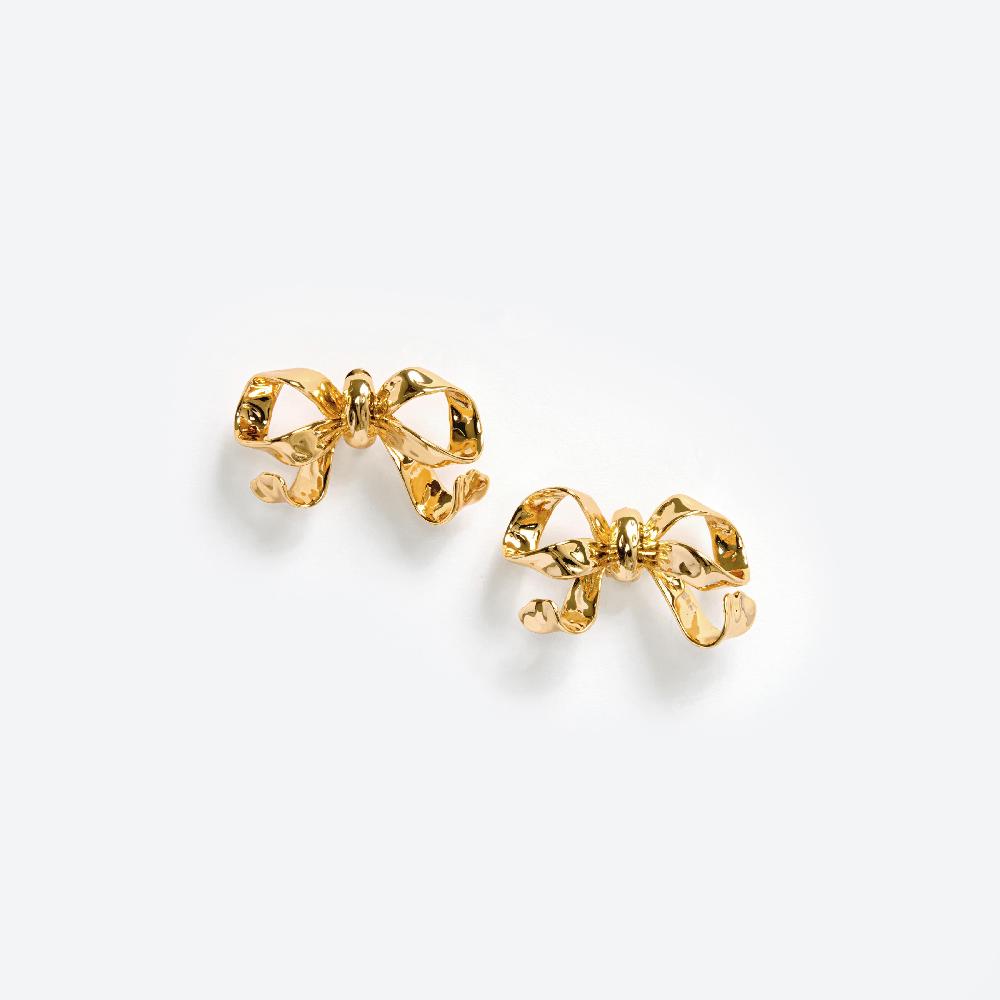 self portrait Gold Bow Earrings JEWELLERY