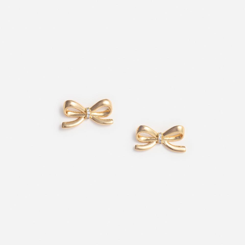 self portrait Gold Bow Earrings JEWELLERY