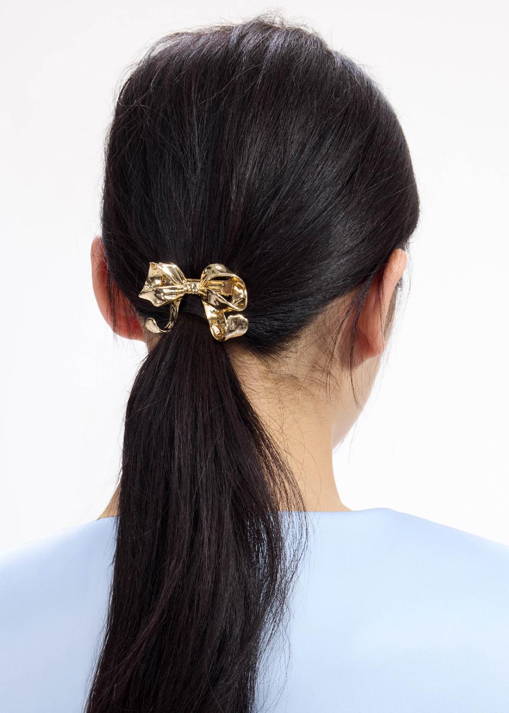Self Portrait Gold Bow Hair Clip JEWELLERY