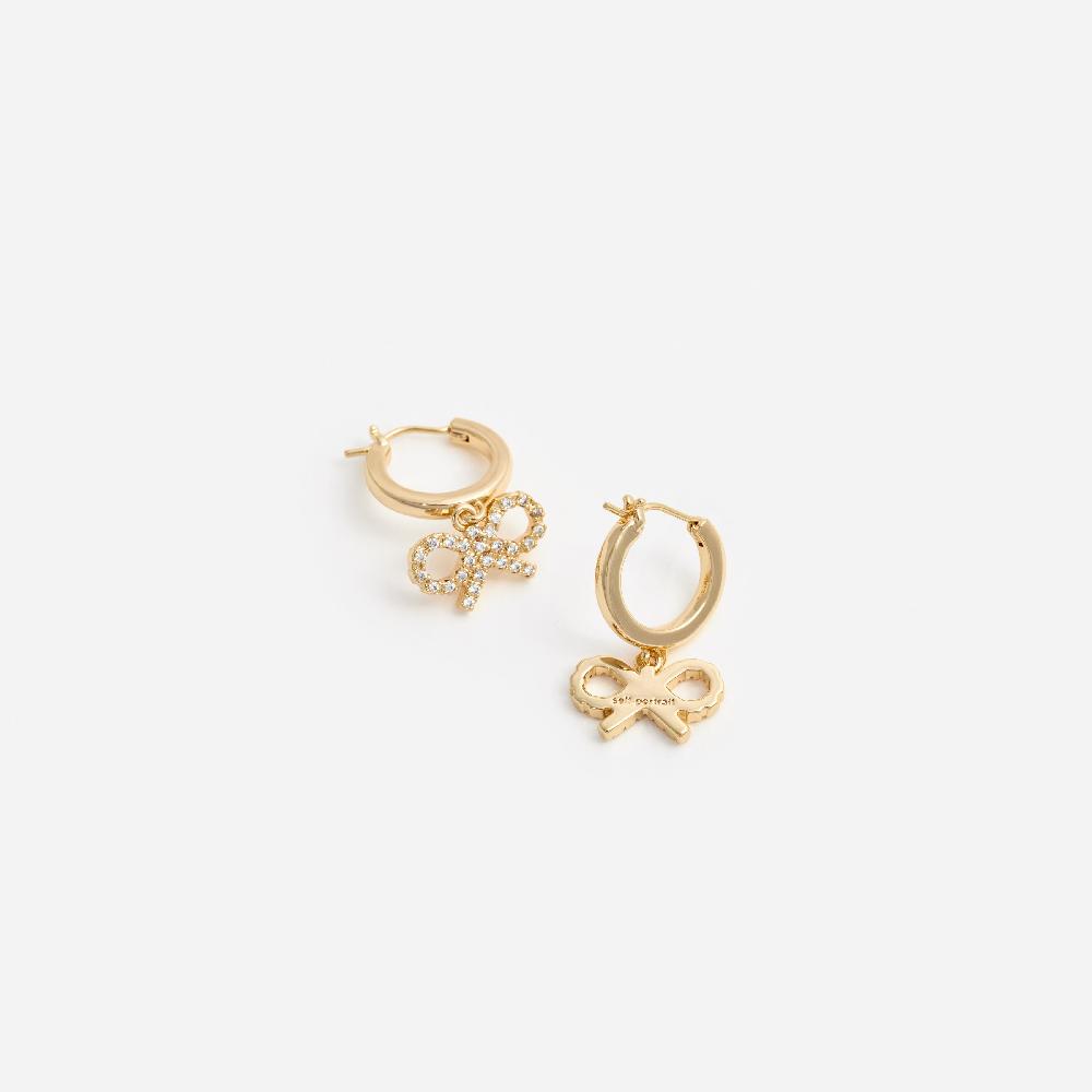Self Portrait Gold Bow Hoop Earrings JEWELLERY
