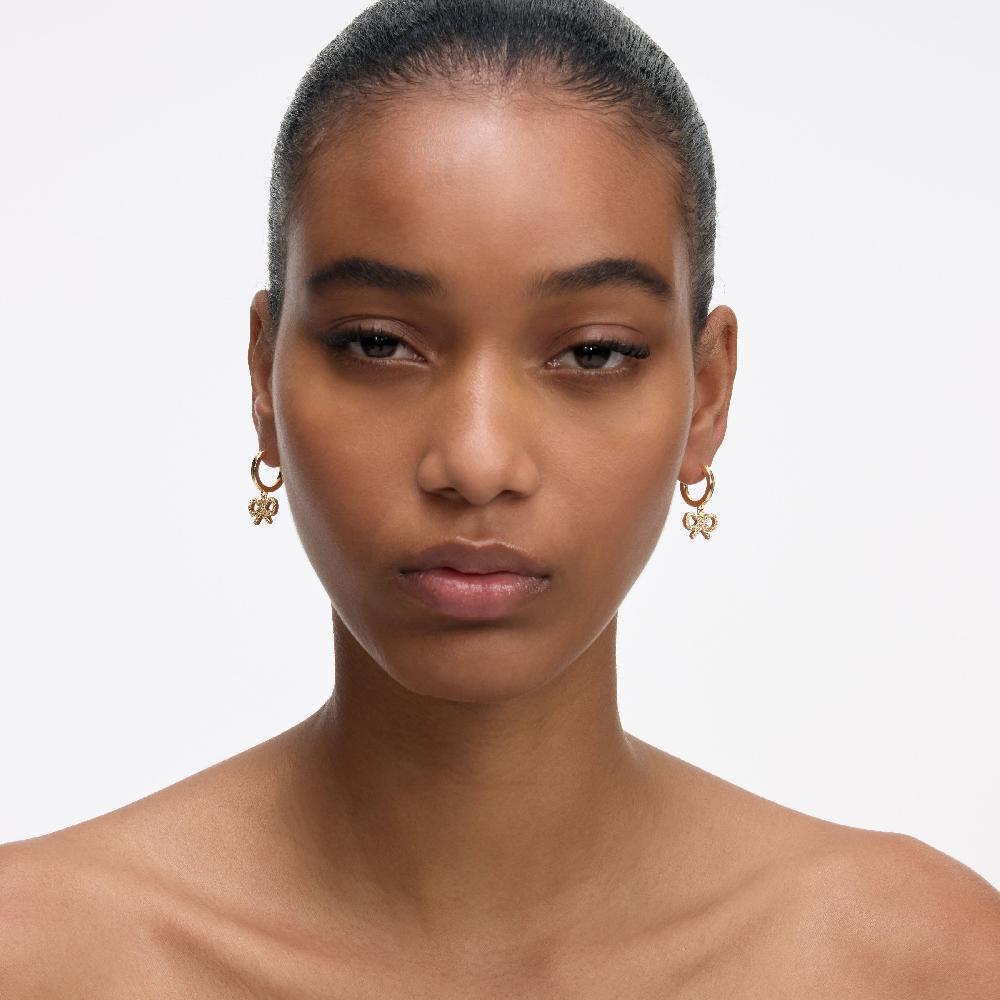 Self Portrait Gold Bow Hoop Earrings JEWELLERY