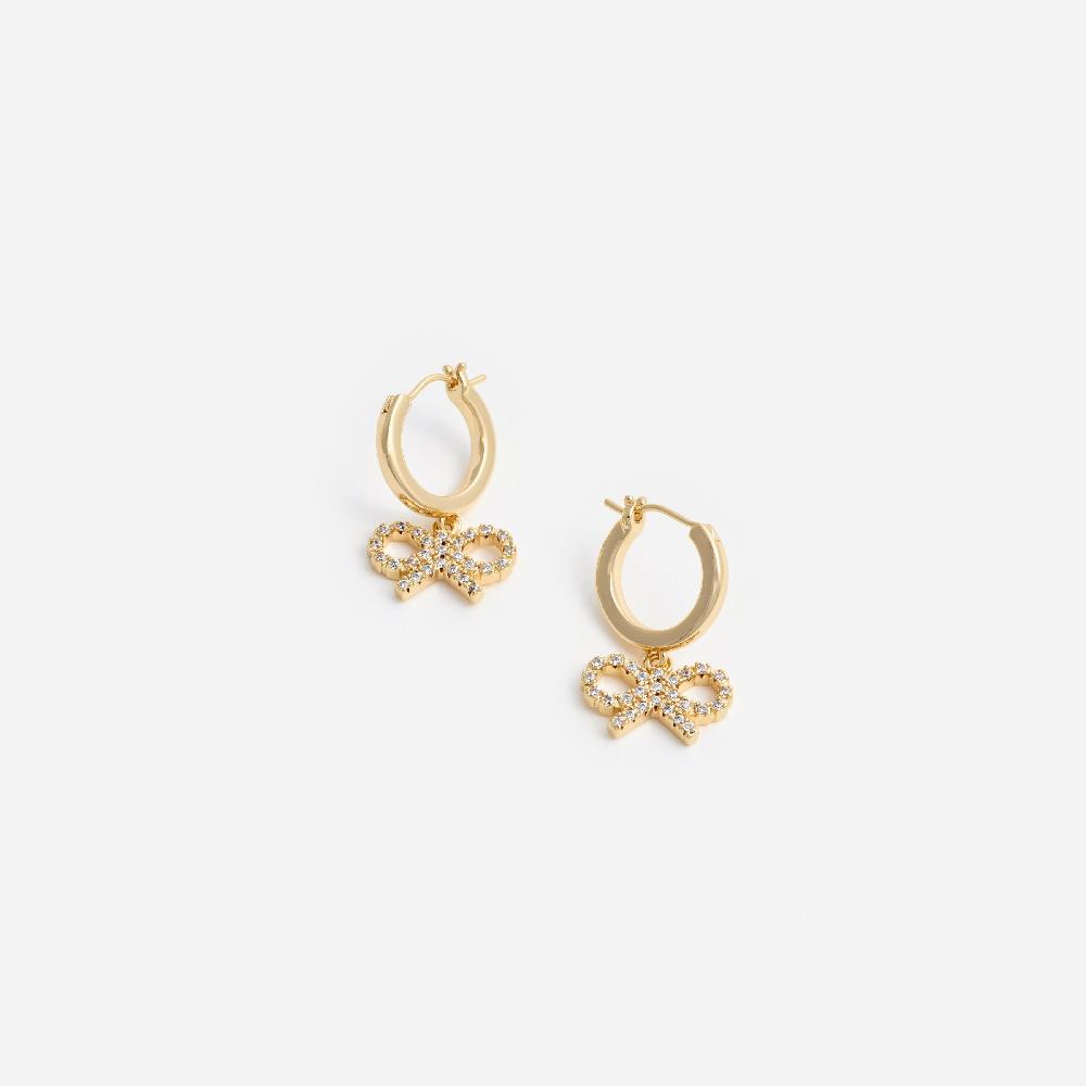 self portrait Gold Bow Hoop Earrings JEWELLERY