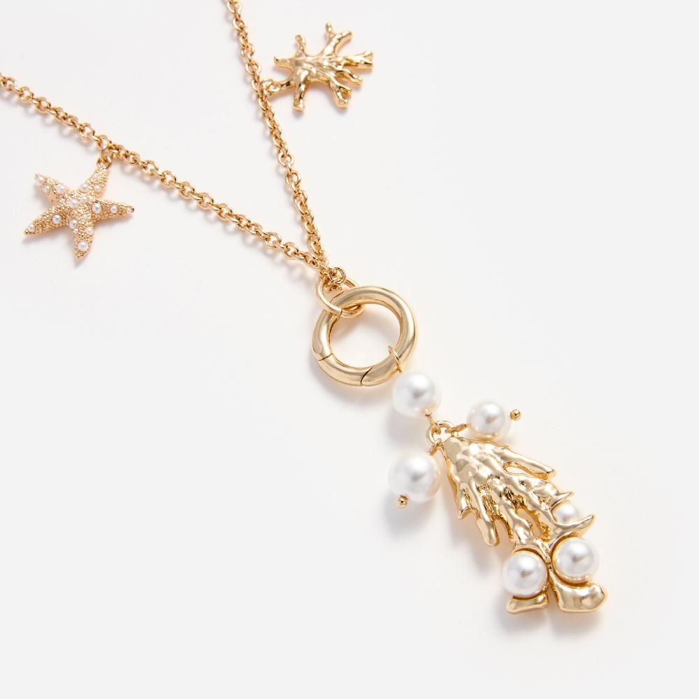 Self Portrait Gold Coral Charm Necklace JEWELLERY