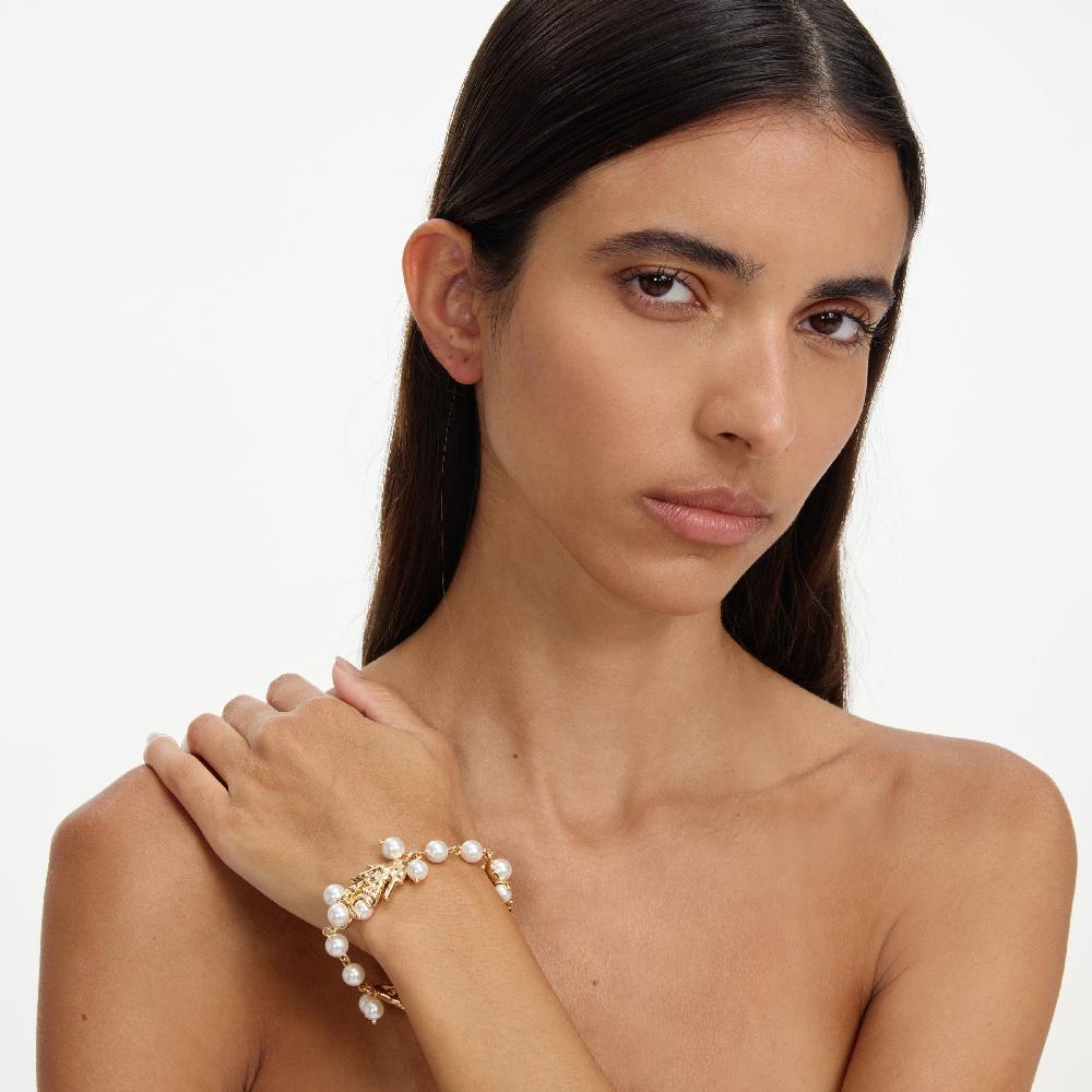 Self Portrait Gold Coral Pearl Bracelet JEWELLERY