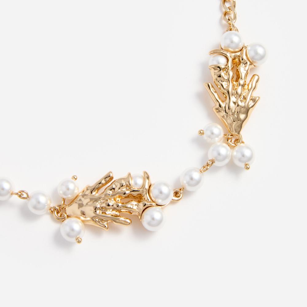 Self Portrait Gold Coral Pearl Bracelet JEWELLERY