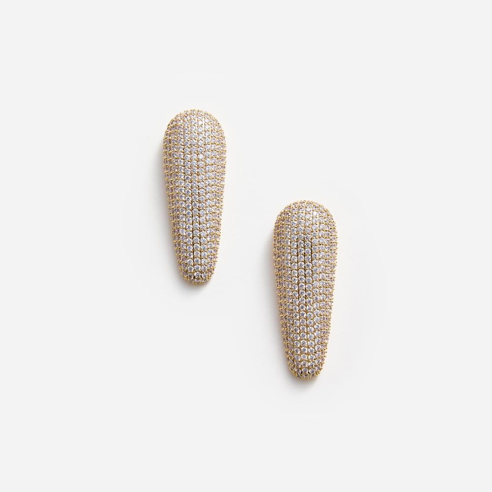 self portrait Gold Crystal Bar Earrings JEWELLERY