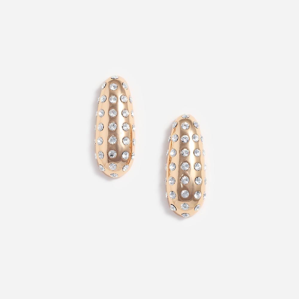 self portrait Gold Crystal Bar Earrings JEWELLERY