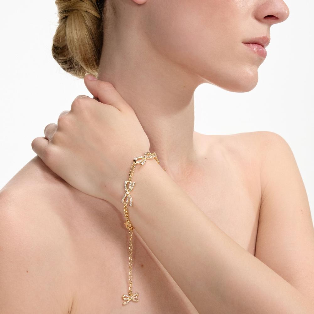 Self Portrait Gold Crystal Bow Bracelet JEWELLERY