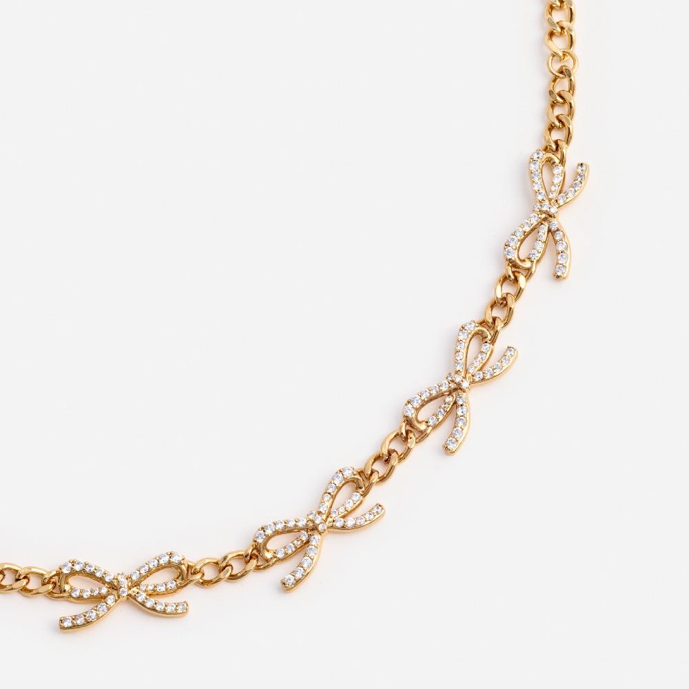 Self Portrait Gold Crystal Bow Bracelet JEWELLERY