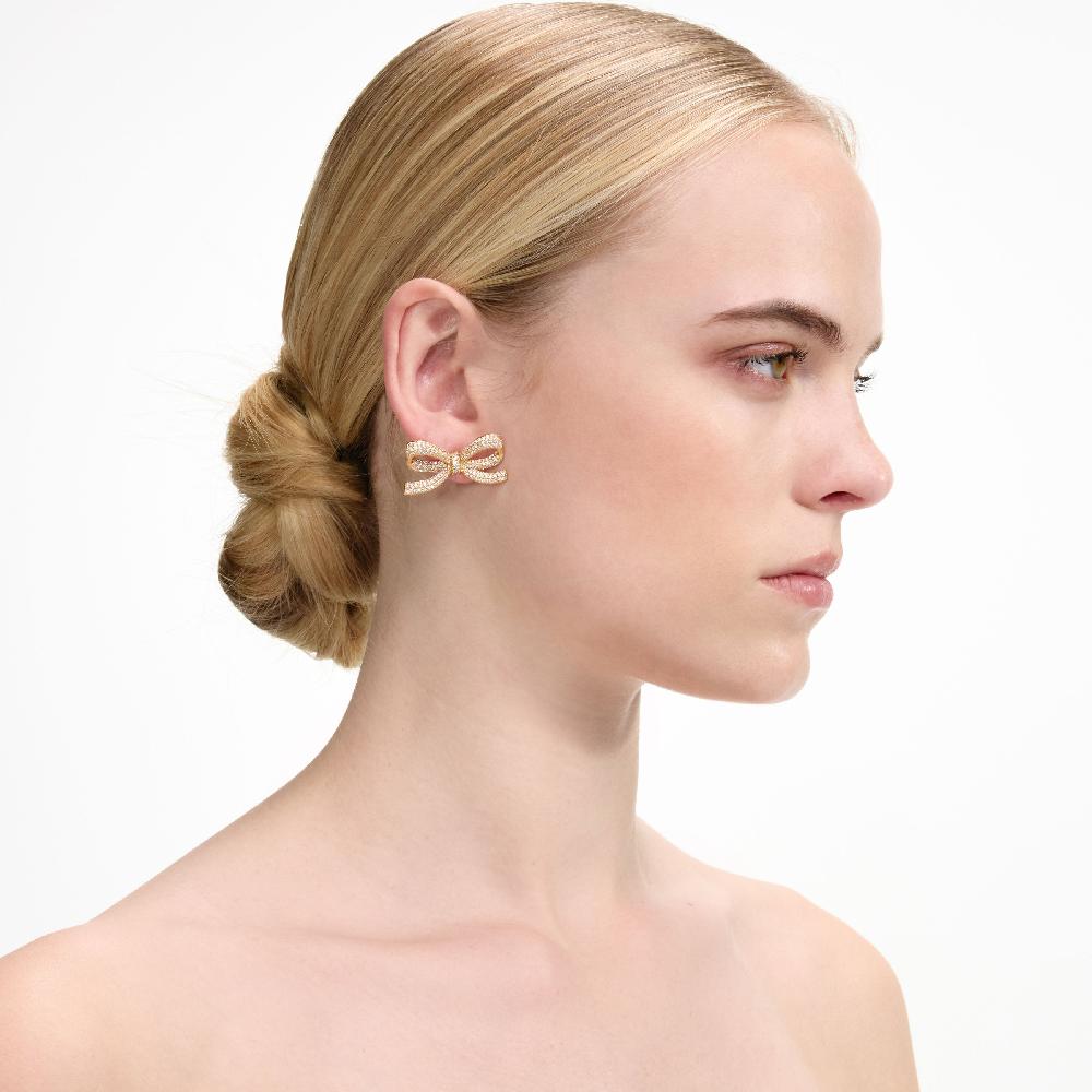 Self Portrait Gold Crystal Bow Earrings JEWELLERY