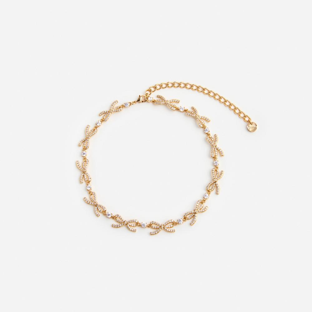 self portrait Gold Crystal Bows Necklace JEWELLERY