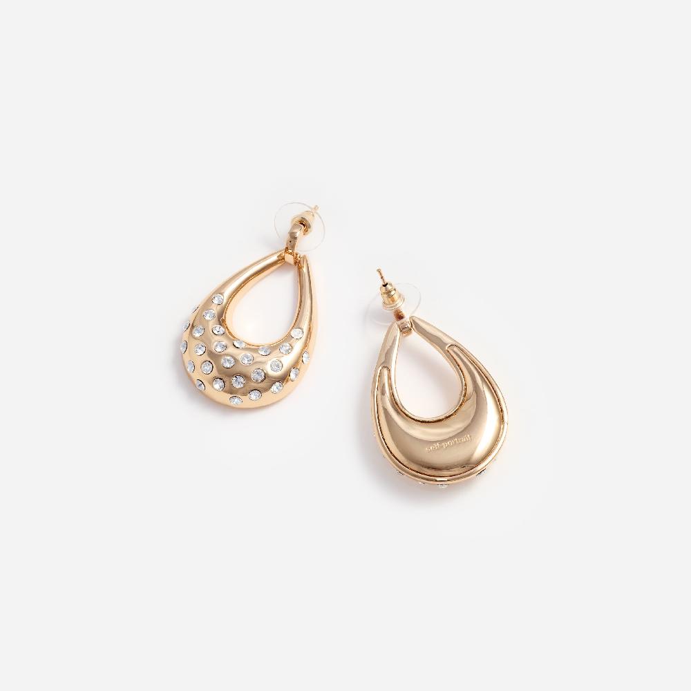 Self Portrait Gold Crystal Dome Knocker JEWELLERY