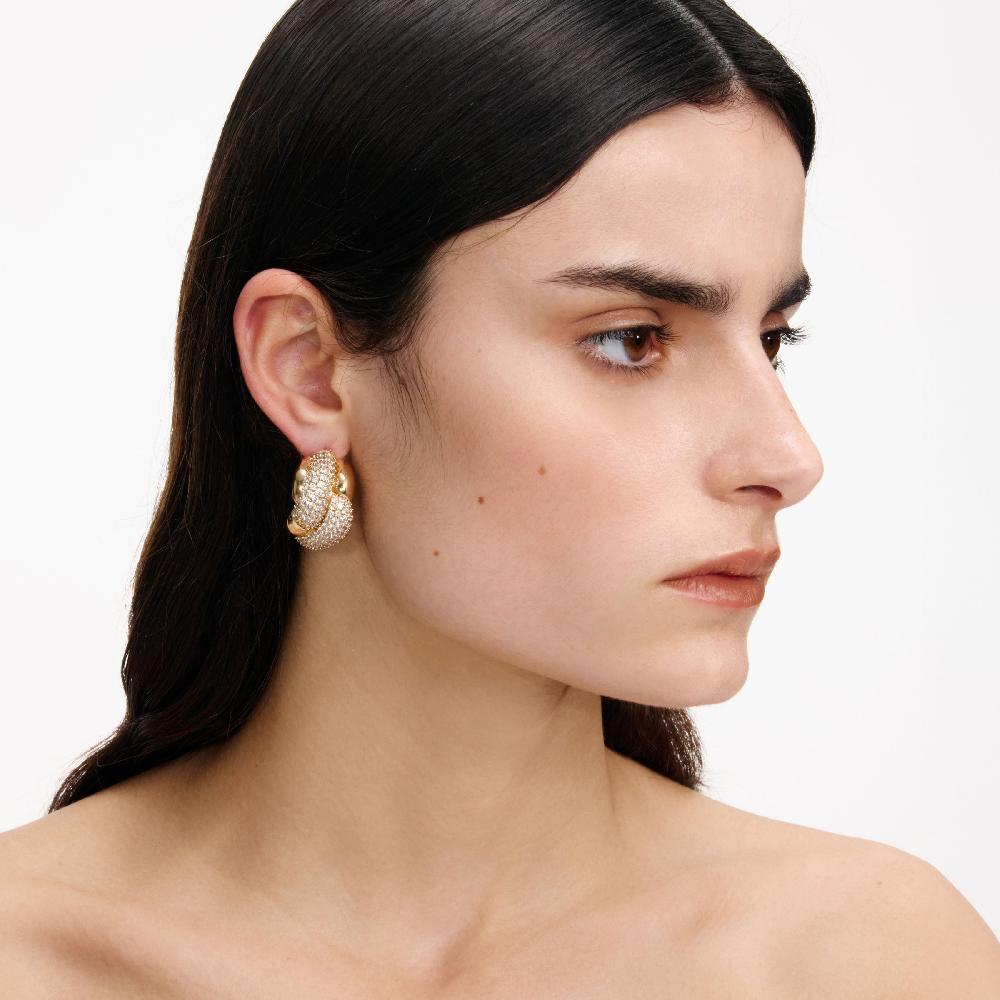 Self Portrait Gold Crystal Knot Earrings JEWELLERY