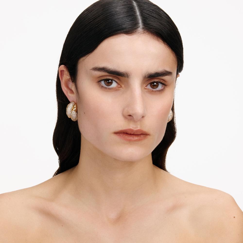 Self Portrait Gold Crystal Knot Earrings JEWELLERY