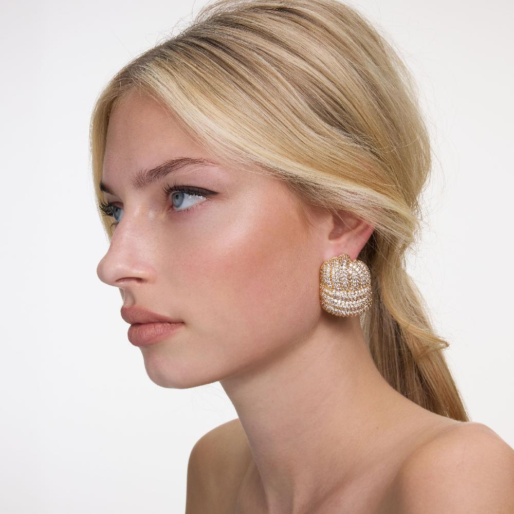 Self Portrait Gold Crystal Knot Earrings JEWELLERY