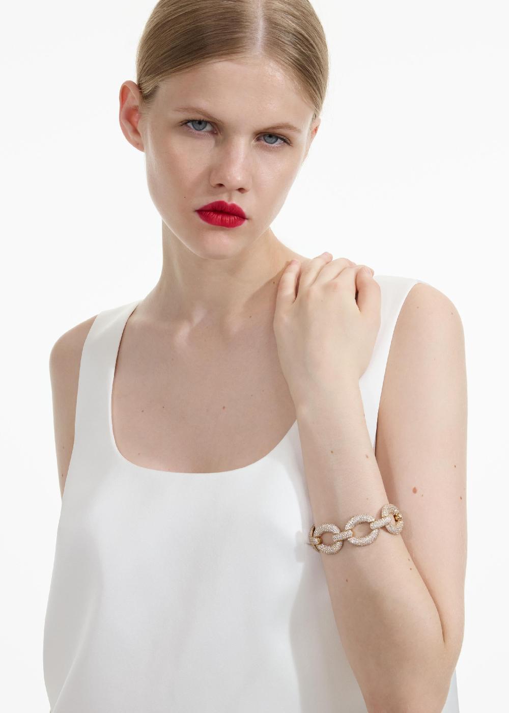 Self Portrait Gold Crystal Link Bracelet JEWELLERY