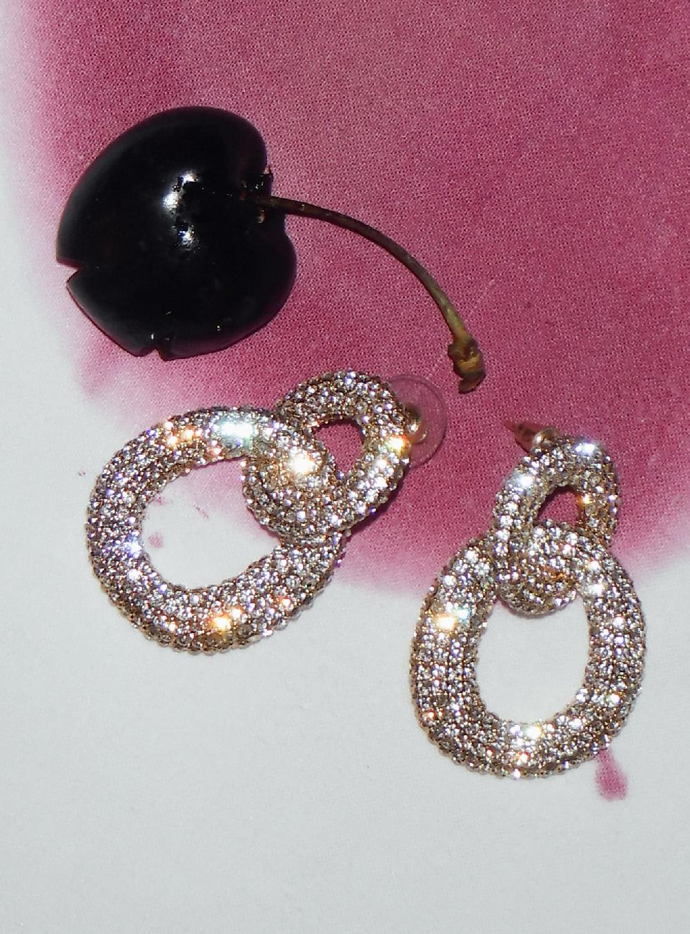 Self Portrait Gold Crystal Link Earrings JEWELLERY