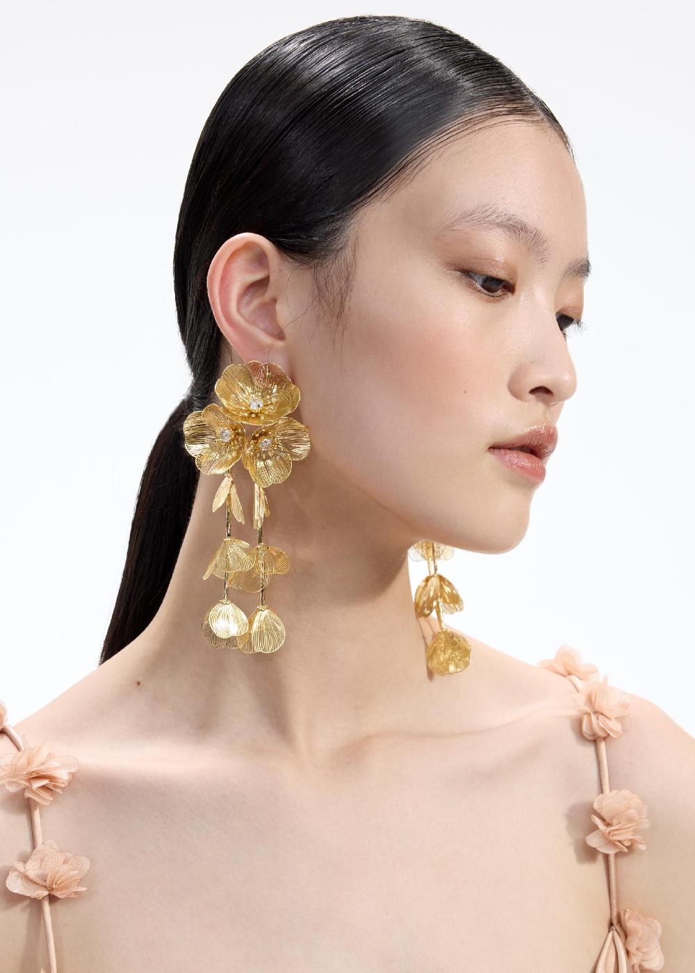 Self Portrait Gold Floral Earrings JEWELLERY
