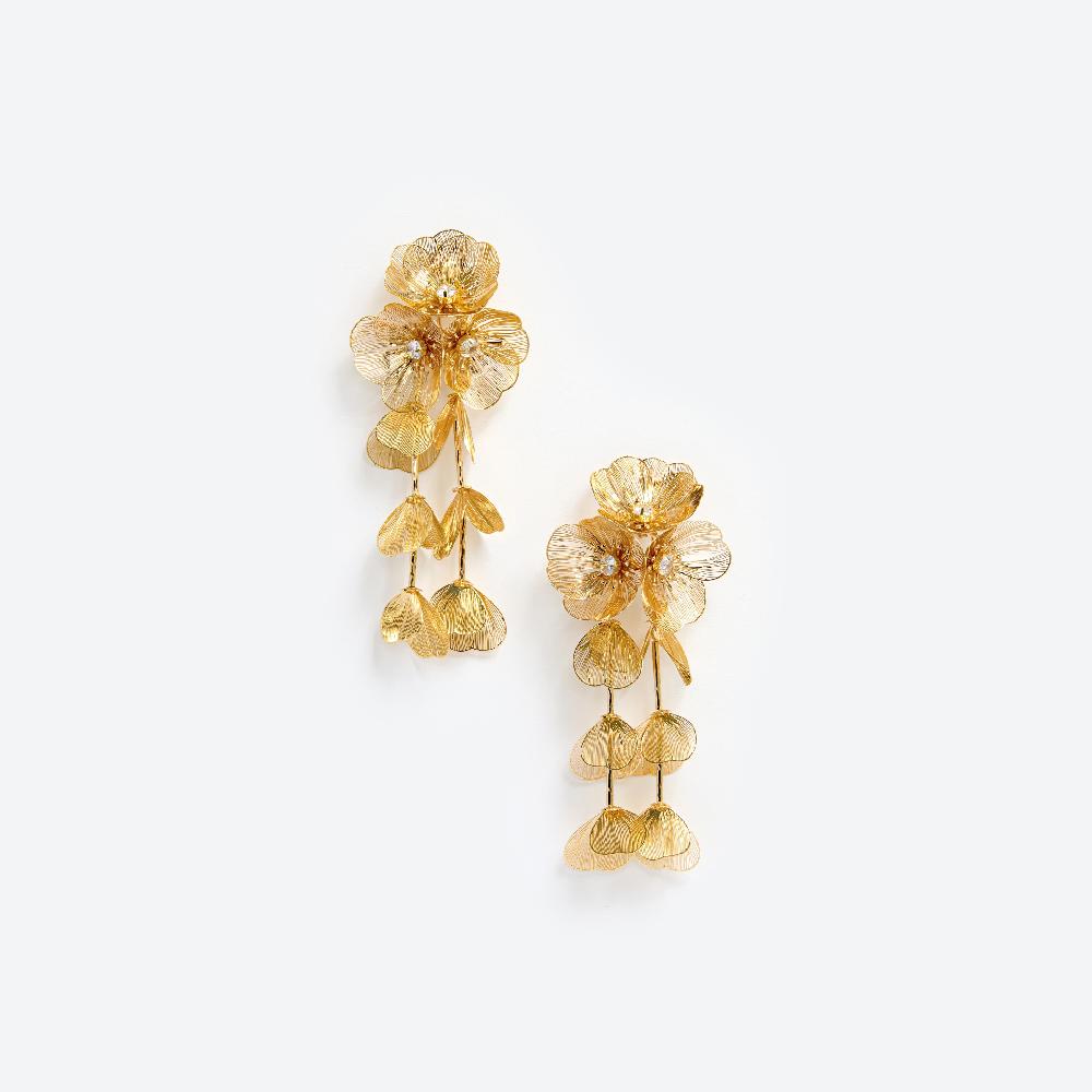 self portrait Gold Floral Earrings JEWELLERY