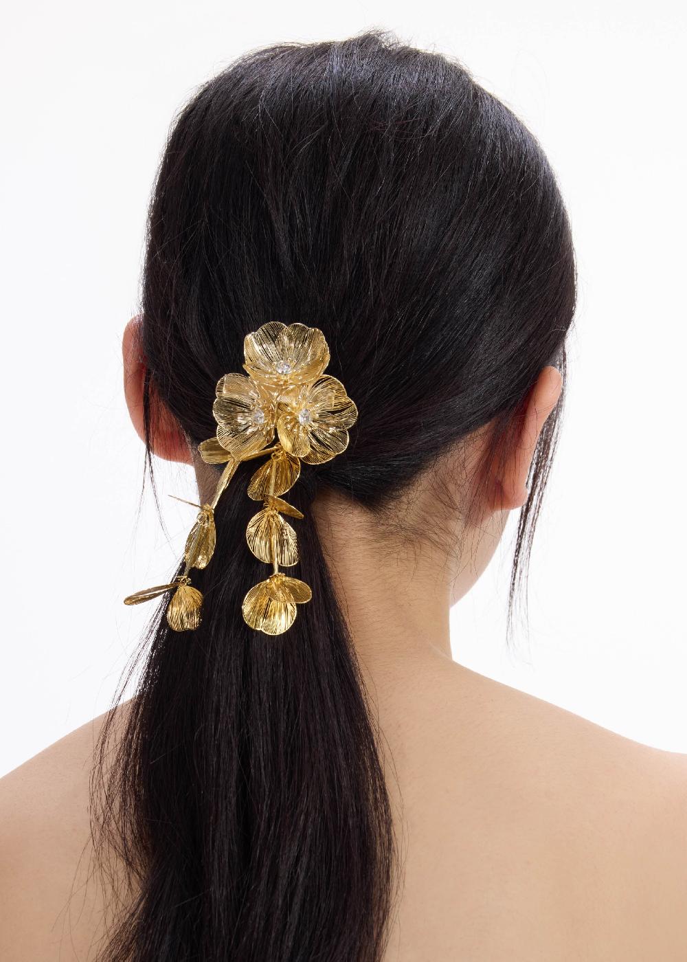 Self Portrait Gold Floral Hairclip JEWELLERY