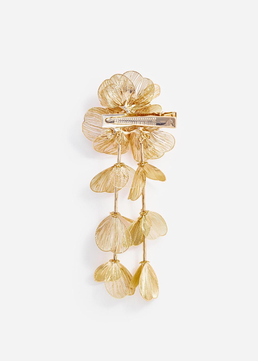 Self Portrait Gold Floral Hairclip JEWELLERY