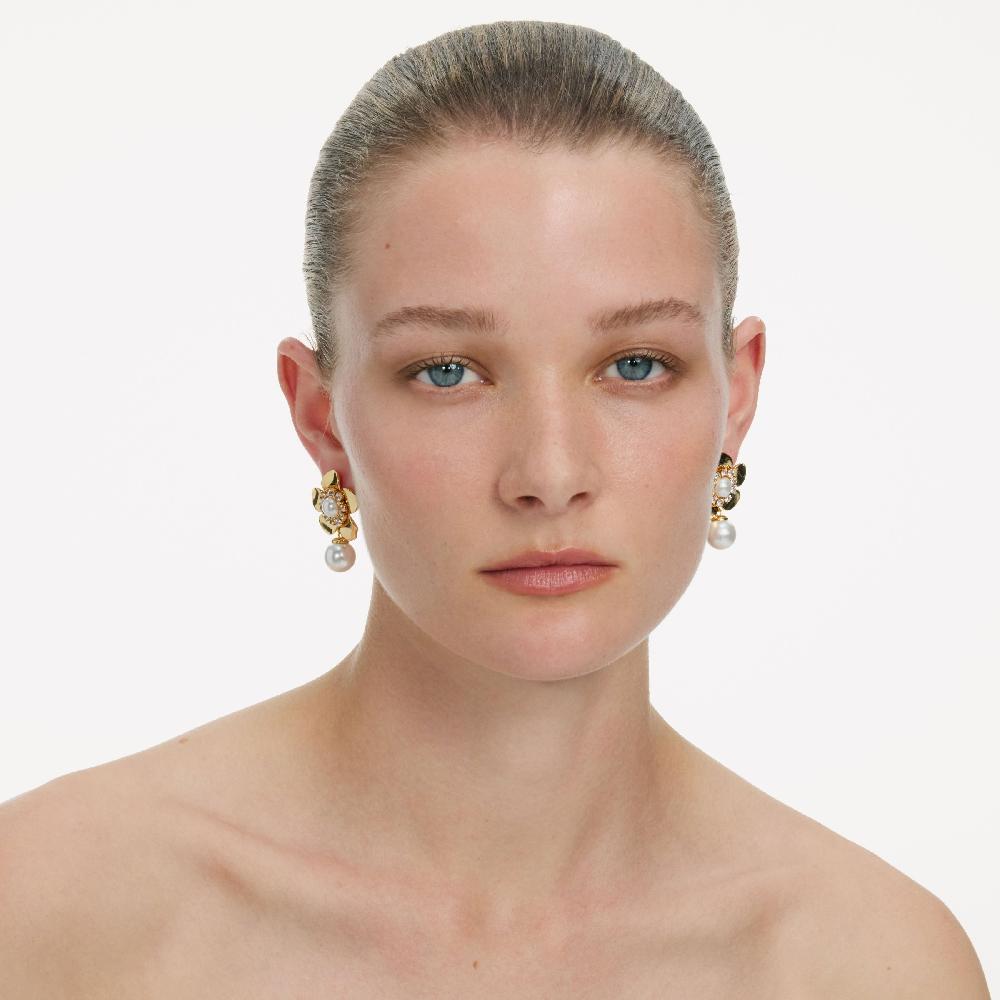 Self Portrait Gold Flower Pearl Earrings JEWELLERY