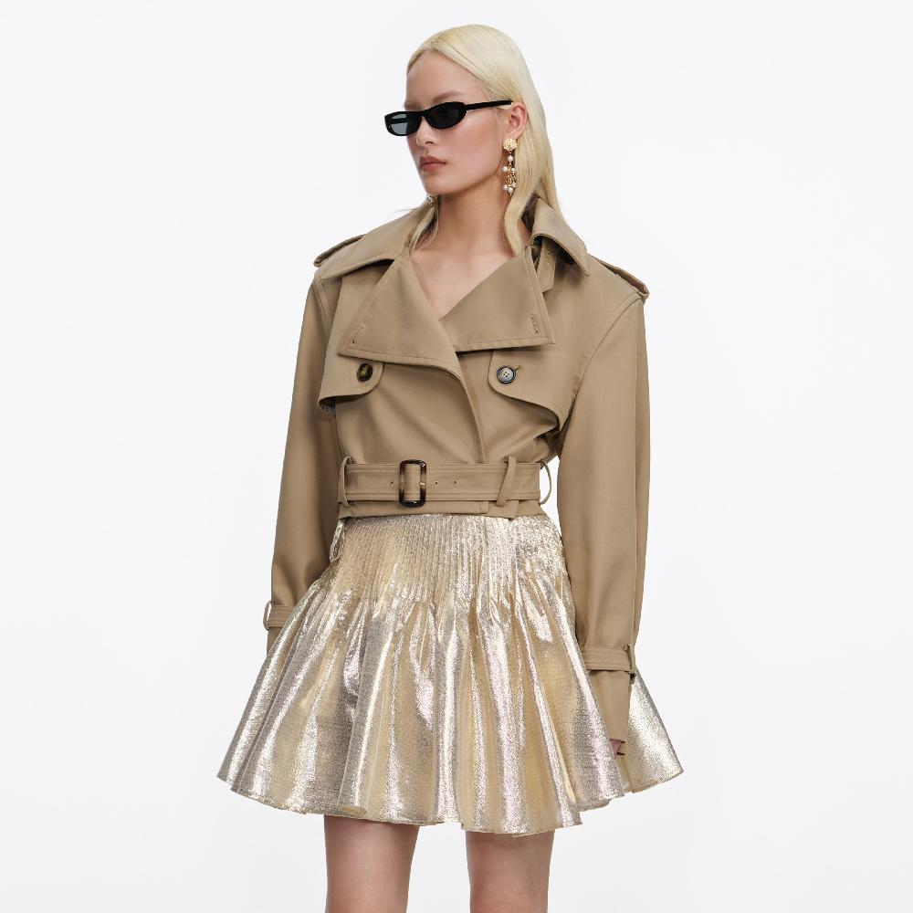Self Portrait Gold Metallic Mini Skirt CLOTHING