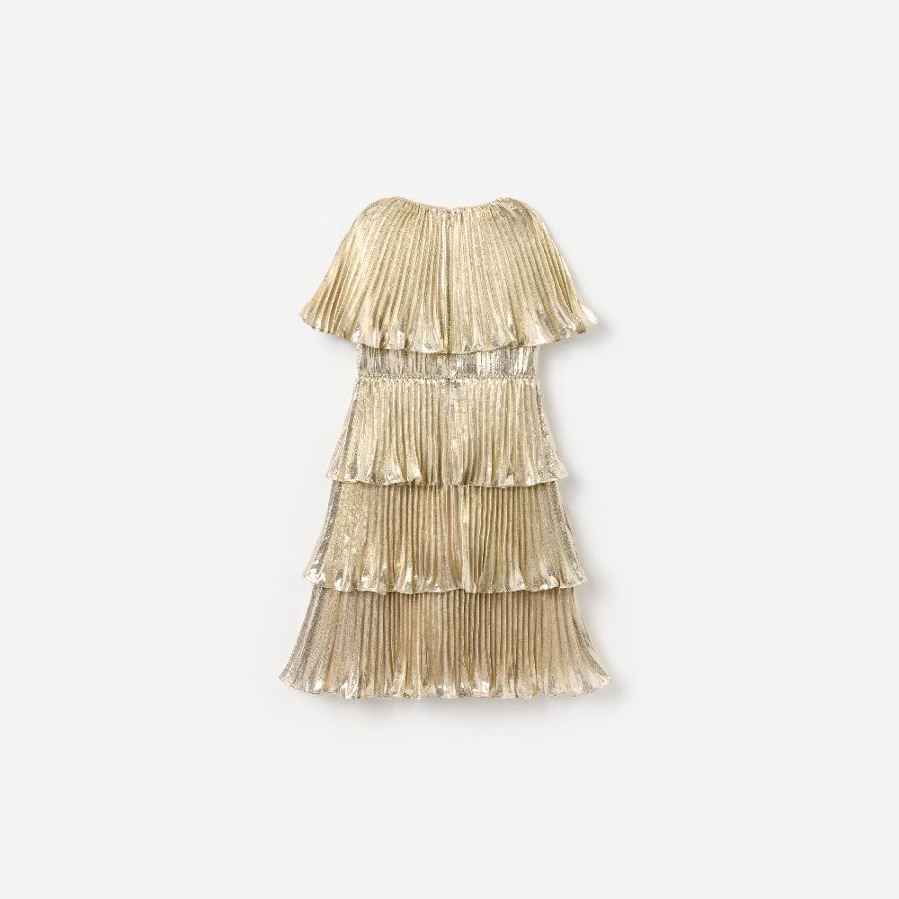 Self Portrait Gold Metallic Tiered Dress KIDS