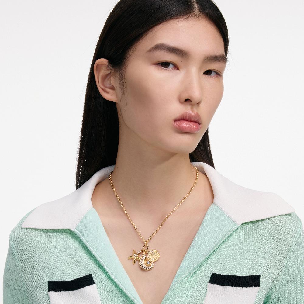 Self Portrait Gold Multi Charm Necklace JEWELLERY