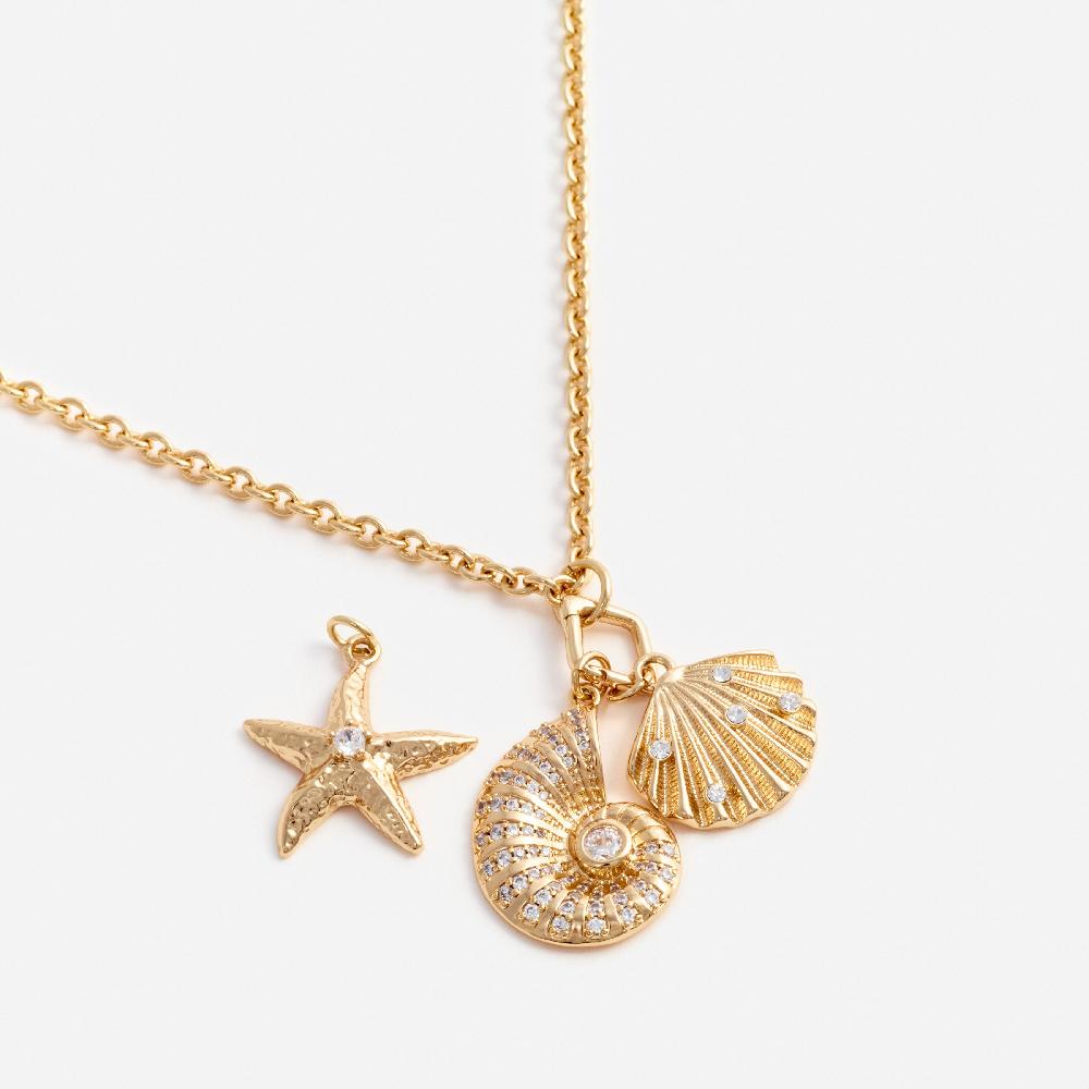 Self Portrait Gold Multi Charm Necklace JEWELLERY