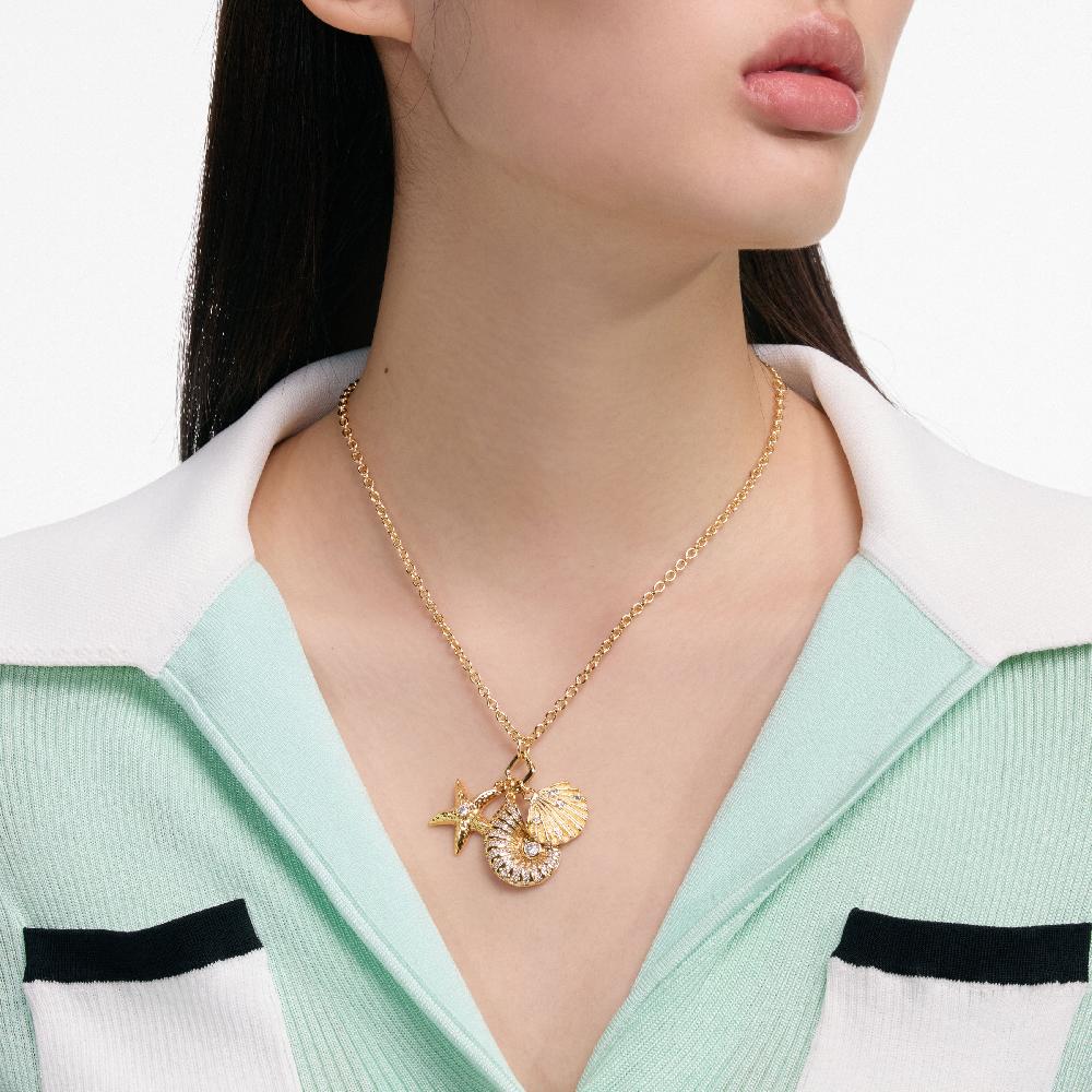 Self Portrait Gold Multi Charm Necklace JEWELLERY