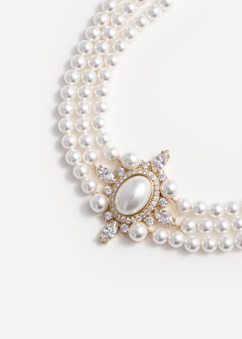 Self Portrait Gold Pearl Choker JEWELLERY