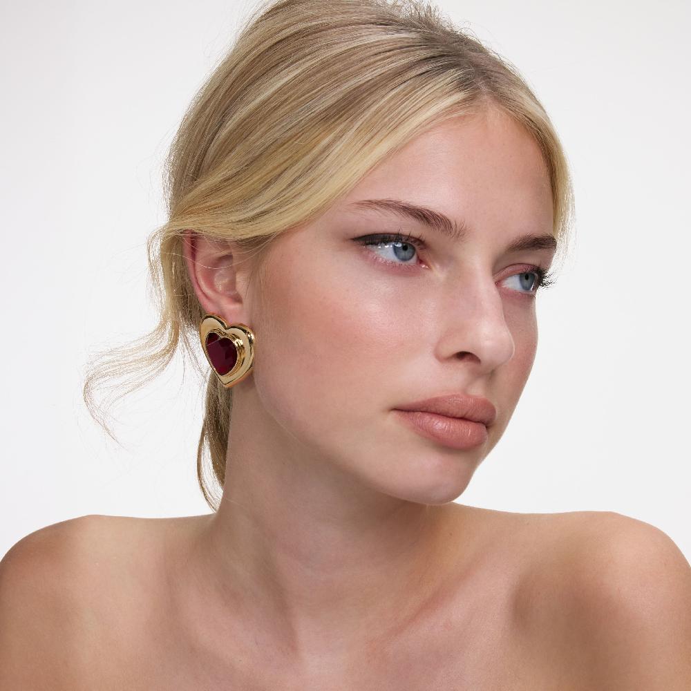 Self Portrait Gold Red Heart Earrings JEWELLERY